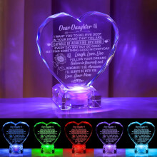 Veilleuse LED en forme de cœur de cristal, cadeau de maman pour sa fille