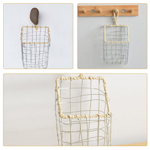 Metal Wire Basket with Handle for Multi Purpose Kitchen Wall Storage 2