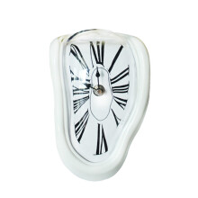 Silent Wall Clock for Living Room & Bedroom – Vintage Distorted Numeral, Black/White, 6.88", Modern Minimalist Decor & Gift