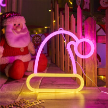 Vánoční neonová LED světelná cedule, bílá, 21x19cm, napájení z USB