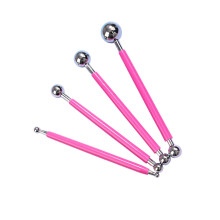 4 Stück Doppelkopf-Ton-Dotting-Stift, doppelseitiges-Rosa