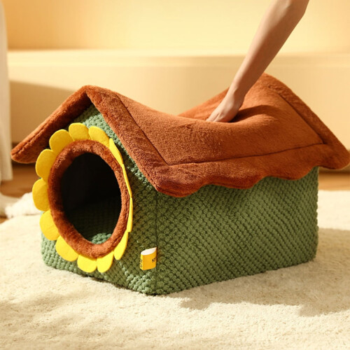 Weiches Samt-Hundebetthaus – Klein/Mittel/L 2