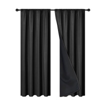 Darkening Curtains, 78.74"x39.37" Rod-Pull Thermal Insulated Drapes Window Curtains for Bedroom Living Room Black