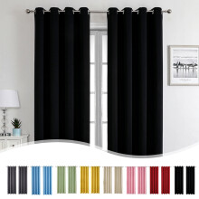 Blackout Curtains for Bedroom Living Room, Solid Color Thermal Insulated Window Curtains, Rod Pocket Curtains & Drapes, 2 Panels, 39" x 51", Yellow