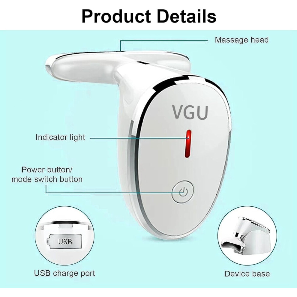 White Face Massager With Vibrating Heating Mode, Portable Handheld Neck Care Tool