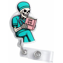 Funny Skull Retractable Badge Reel with Alligator Clip – Compatible with Nurses, Students, Teachers & Office Workers