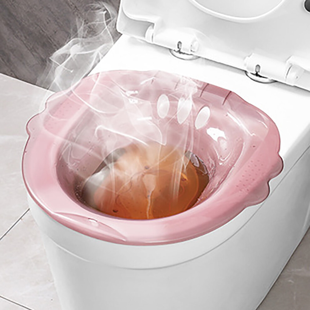Pink Sitz Bath For Toilet Seat Hemorrhoids,Collapsible Sits Bath Kit For Women,Easy To Store,Wide Seat,Deeper Bowl(,No Flusher)