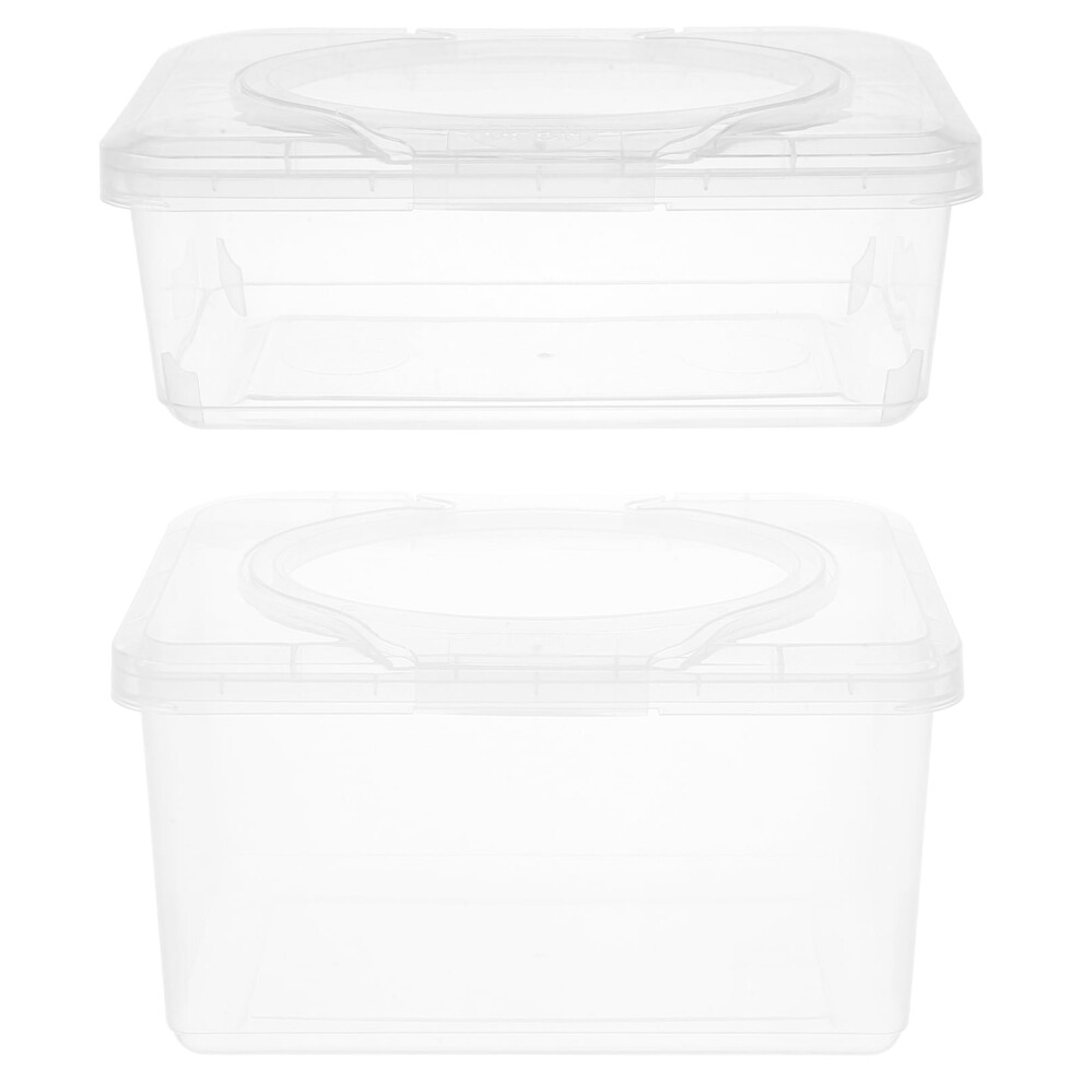 FRCOLOR 2pcs Baby Wipes Dispenser Refillable Wipe Container Flip- Wipe Holder Clear Travel Wipes Case Packing Box For Car And Bathroom 1100ML 1850ML