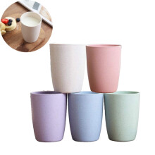 Bicchieri di plastica in paglia di grano, confezione da 5, colori assortiti