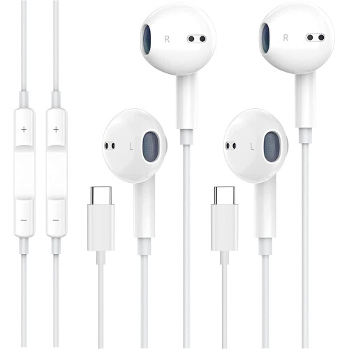 USB-C-koptelefoon met microfoon en afstandsbediening (2 stuks)