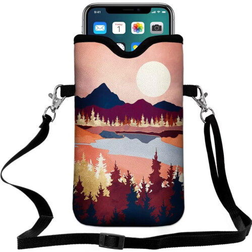 Bolsa transversal de neoprene para celular, 19 x 11,5 cm (7,5 x 4,5 polegadas).