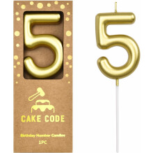 2.76 Inch Classical Gold 5 Number Birthday Candles, Gold Number Candles, Cake Number Candles, Party Celebration