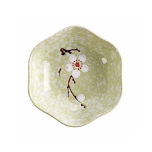 Piattino in ceramica per salse, 10x10 cm, con decorazione floreale.