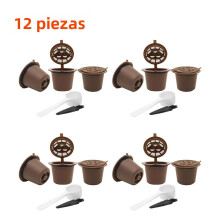 Lot de 12 filtres Nespresso rechargeables avec cuillère et goupillon