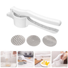 Stainless Steel Potato Masher for Kitchen, White Handle, Easy to Press, and Versatile, 1 Set