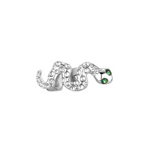 Snake Design Grillz for Men & Women, Copper Based with Cubic Zirconia & Green Gemstone Eyes, Adjustable Hip Hop Party Halloween Cosplay Teeth Jewelry