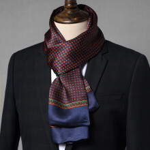 Elegant Men's Double Layer Silk Scarf - 100% Pure Silk Woven Party Neck Scarf for Business and Casual Wear, Sophisticated Suit Accessory