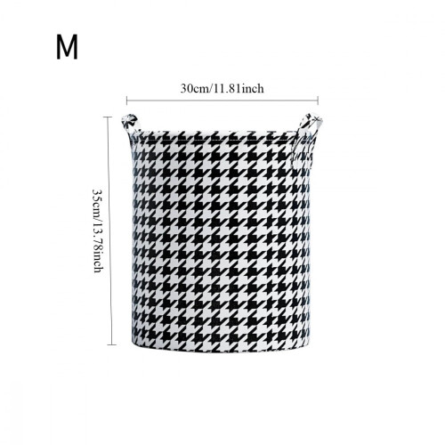 Coș de rufe din material textil Houndstooth cu mânere, pliabil