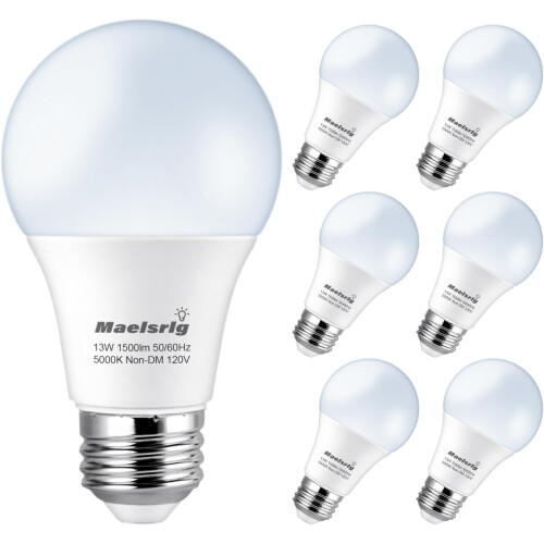 A19LED-lamp 1500lm 5000K 13W 6-pack