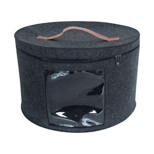 Hat Box Foldable Storage Bin Hat Storage Box Round Caps Boxes for Clothes Closet Black Small