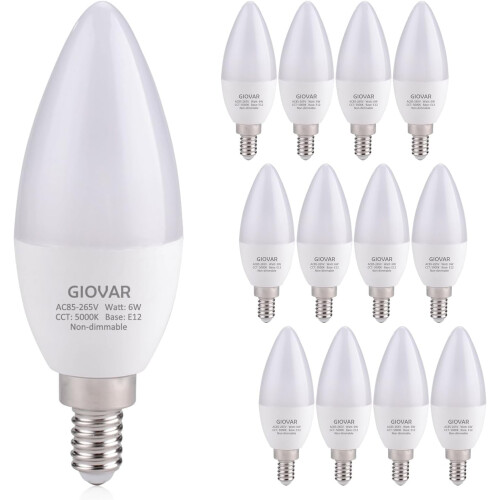 6W LED E12 Kerzenbirne 5000K Tageslicht (12er-Pack)