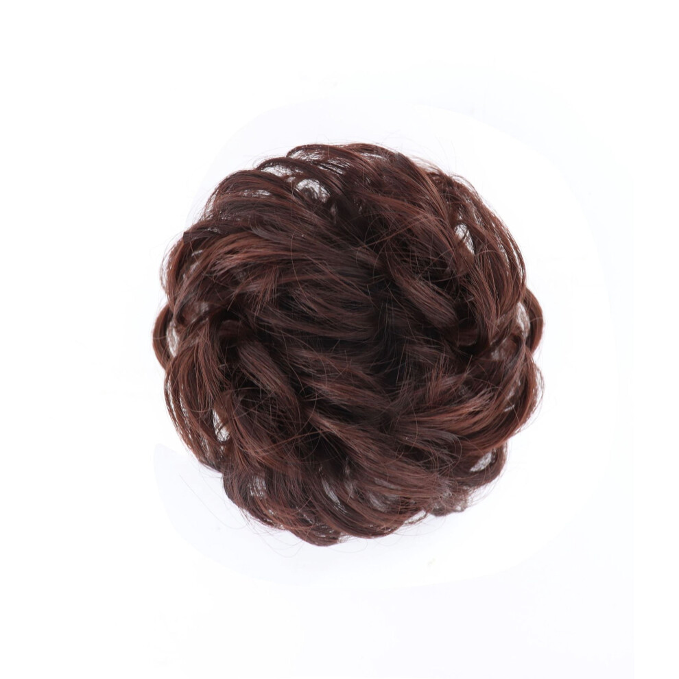 Unisex Brown Women's Synthetic Messy Bun With Headband, 4.73" Dark Chignon Wig Â Daily & Party Use, 1Pc