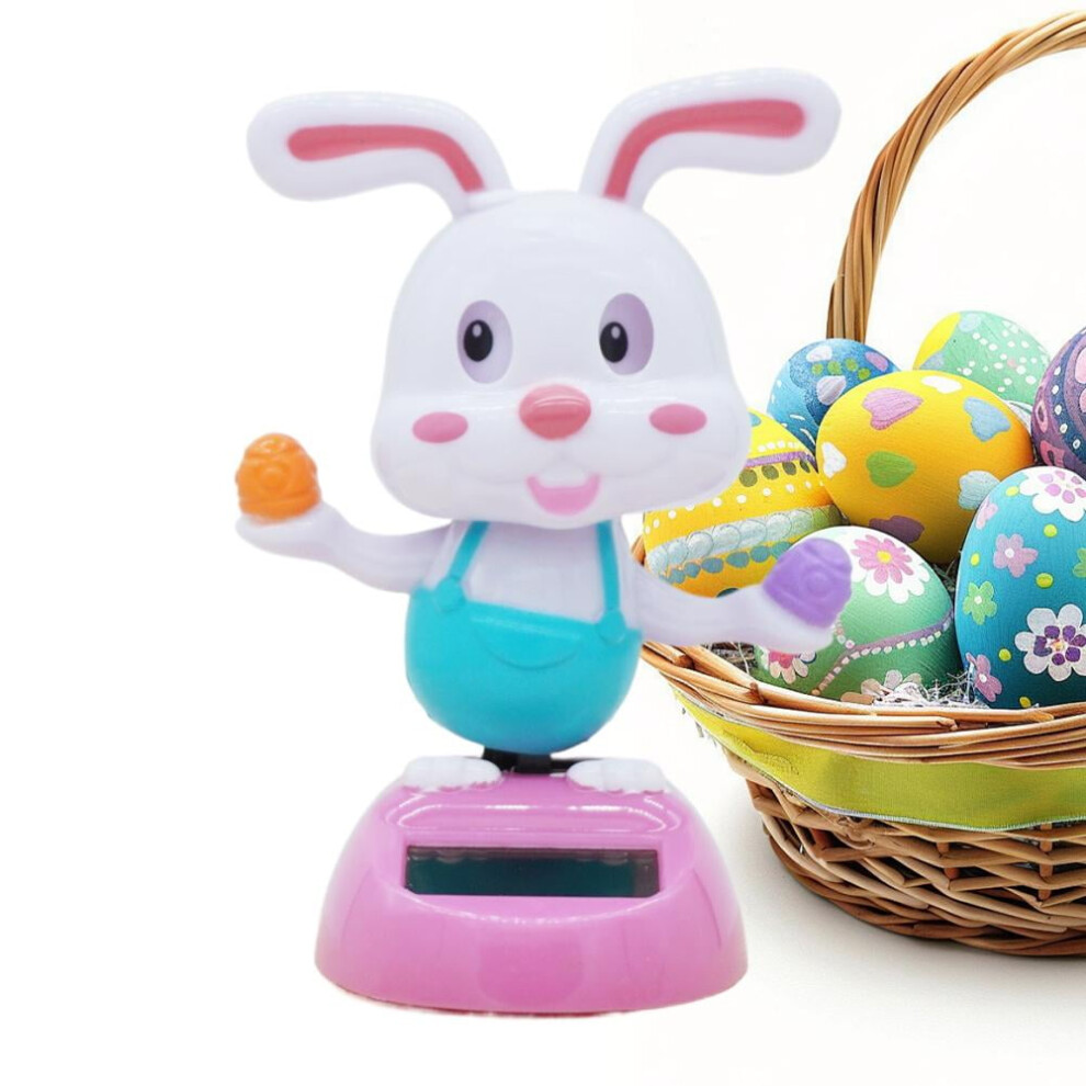 Solar Powered Dancing Bunny Ornament, Compatible With Easter & Holiday Decor, Shaking Head Rabbit For Desk, Windowsill, Shelf, Car Interior 9399596105611