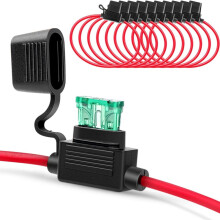 10Pcs Inline Fuse Holder 14AWG Wire and 30A Fuse Suitable for Car Truck Boat Motorcycle and Marine Applications