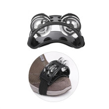 2pc Foot Tambourine Shaker & Rhythm Finger Shaker with Elastic Strap,Percussion Instrument Set for Ukulele Guitar Drum Mandolin Banjo Playing (Black)