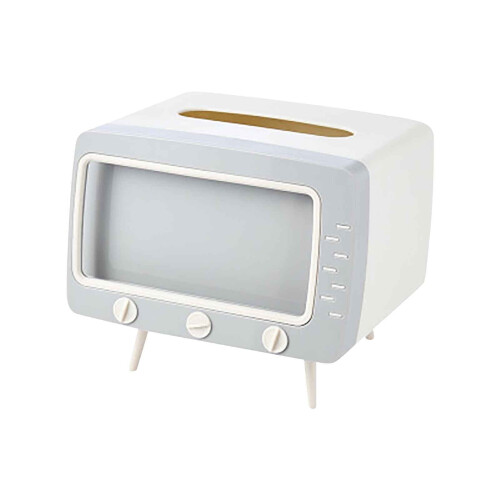 Boîte à mouchoirs avec support pour téléphone blanche