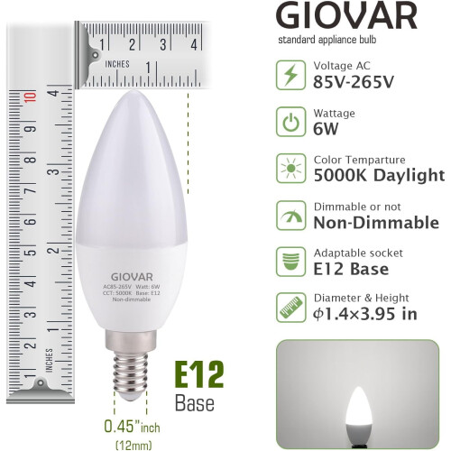 6W LED E12 Kerzenbirne 5000K Tageslicht (12er-Pack) 1