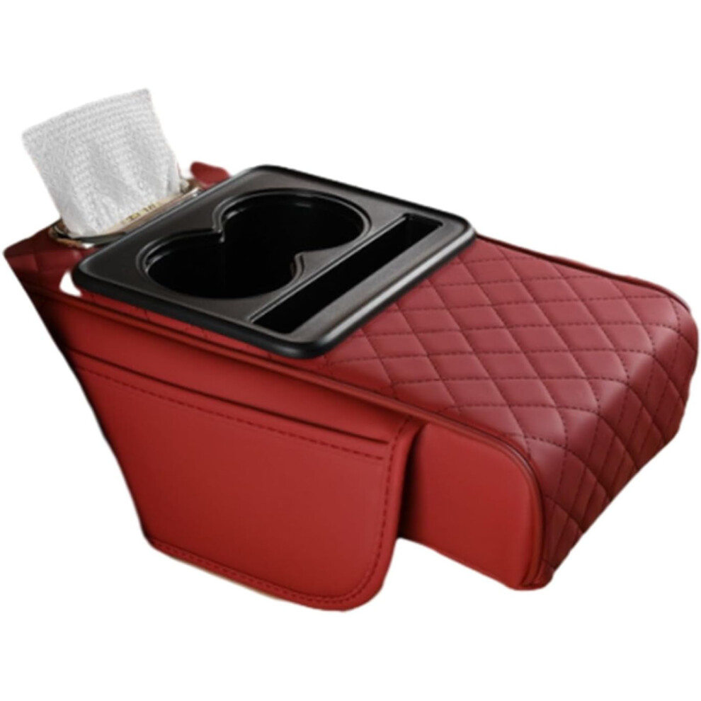 Multifunctional Pu Leather Car Armrest,5-In-1 Center Console Organizer,With 2 Storage Bags Cup Holder, Tissue Box Slot, Phone Slot For Most Cars 9399596108438