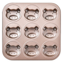 Animal Shaped Muffin Top Pan 9 Cavity Pigs Cake Cookies Pan Nonstick Bakeware for Eggs Cornbread Cookies Whoopie Pies and Yorkshire Pudding(Pig)