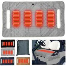 Heated Golf Cart Seat Cover, 51"x32" 12V Plug-in Bench Warmer with 3 Heat Settings, Non-Slip Blanket for Most Standard 2-Person Golf Carts