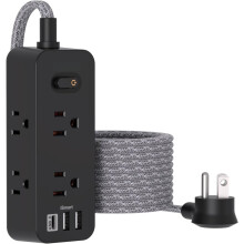 Czarny przedłużacz 10FT6 gniazd3 porty USB Surge