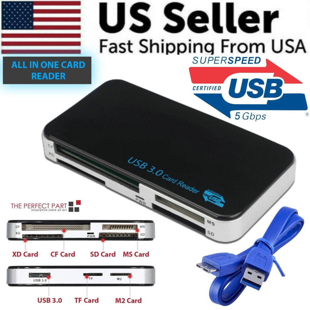 Usb 3.0 Memory Card Reader Adapter 5Gbps Fit For Cf/Tf/Sd/Micro Sd/Xd/M2/Ms Card 9399596106342