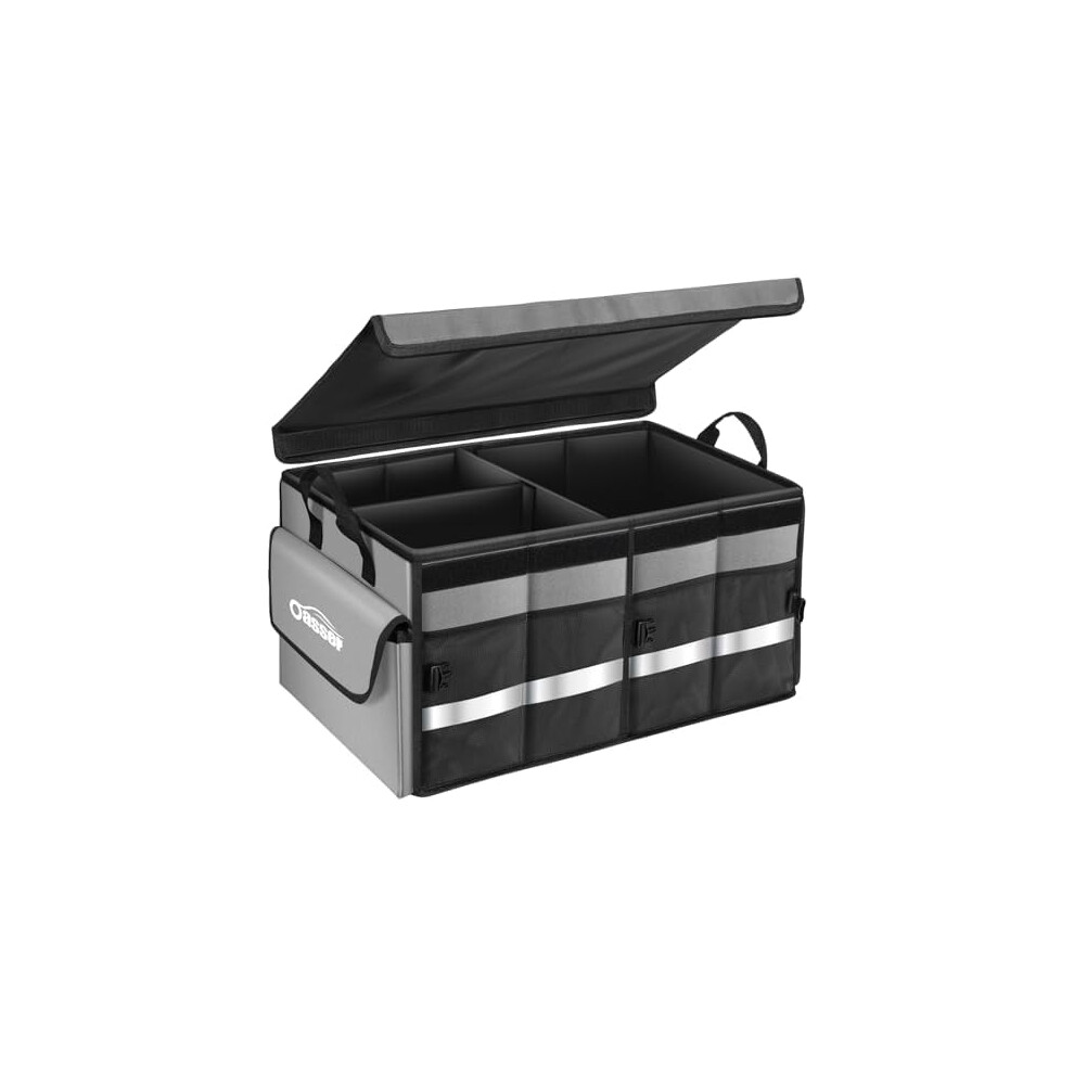 Car Trunk Organizer Collapsible Multi Compartments Suv Trunk Organizer With Reflective Strip Foldable Cover (Standard, ) Grey 9399596104102