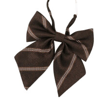 Vintage Brown Checkered Striped Neck Tie JK Japanese School Student Uniform Pre-Tied Adjusted Necktie Bowknot Bowtie