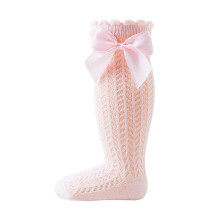 Toddler Socks,Breathable Baby Socks Spanish Hollow Knit Mid Calf Socks With Bow for Girls Boys Spring Summer,Baby Socks,0-2 Years,Z04 Pink