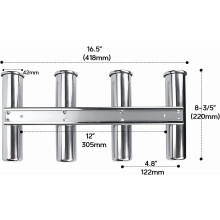 Wall-Mounted Fishing Rod Holder for Boat, Stainless Steel 4 Tubes Vertical Rod Rack