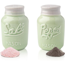 Zout- en peperstrooiers van keramiek in een Mason Jar-potje (99 gram).
