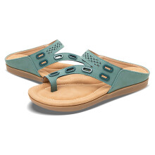 Women's Orthopedic Slippers, Soft Leather Flip Flops with Arch Support & Cushioned Footbed – Casual Outdoor Footwear, Compatible with Z04 Green,
