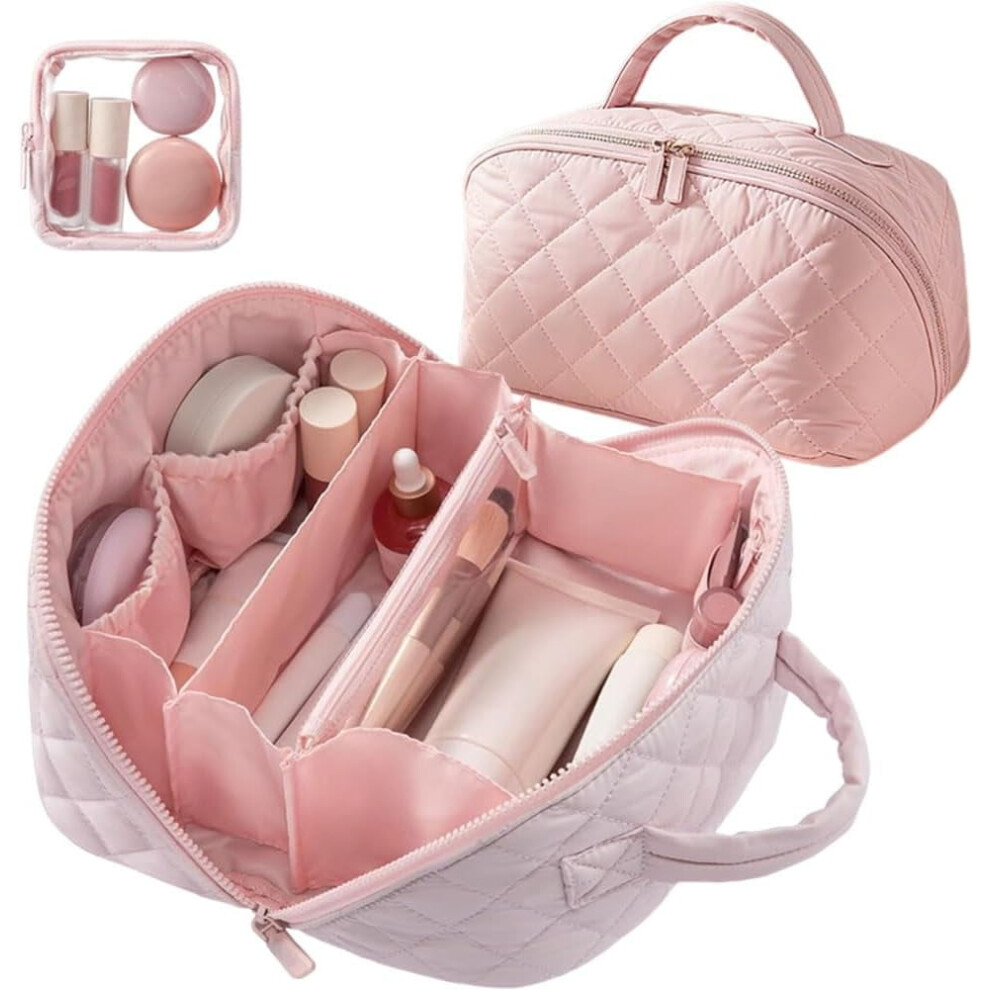 Travel Makeup Bag for Women â Lay-Flat Organizer with