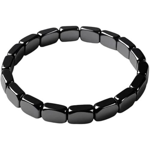 Hemios Hematite Bracelet for Men – Natural Square Stone Beaded Healing Energy Bracelet, Compatible with Stress & Anxiety Relief, Gift for Him, Dad,