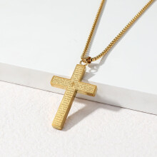 Men's Stainless Steel Cross Crucifix Bible Prayer Pendant Necklace 22+2" Chain