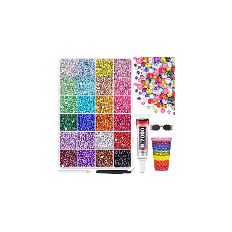 22000pcs Multicolor Resin Rhinestones (2/3/4mm Flatback) for Crafting, Clothing, Tumblers, Shoes, Fabric & Nail Art â Compatible with B7000 Glue
