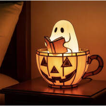 Spøgelseslæselampe – Sød LED-natlampe, Halloween-dekoration og gave til bogelskere, kompatibel med læsehjørne og soveværelse