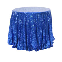 Nappe ronde à sequins bleu foncé 39x39 pouces, idéale pour la décoration de mariages, fêtes prénuptiales et anniversaires.