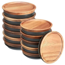 Houten blikdeksels met siliconenafdichting, 12 stuks