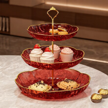 Cupcakestandaard met 3 lagen, afneembaar plastic dessertstandaard in bloemvorm met gerimpelde textuur – geschikt voor thuiskeuken en tafeldecoratie